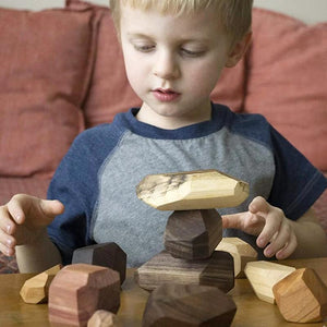 Juguete de bloques de equilibrio de madera de roca