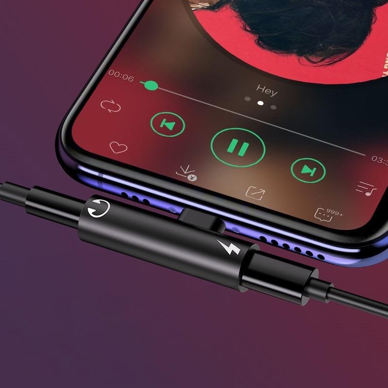 Adaptador de auriculares 2 en 1 de doble puerto para iPhone