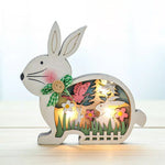 Cargar imagen en el visor de la galería, Decoración Pascua conejito de madera con luz LED
